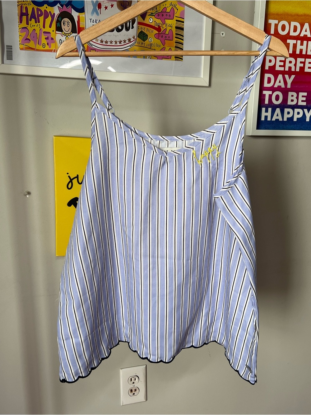 Rae Dunn Blue & White Striped Spaghetti Strap Camisole
